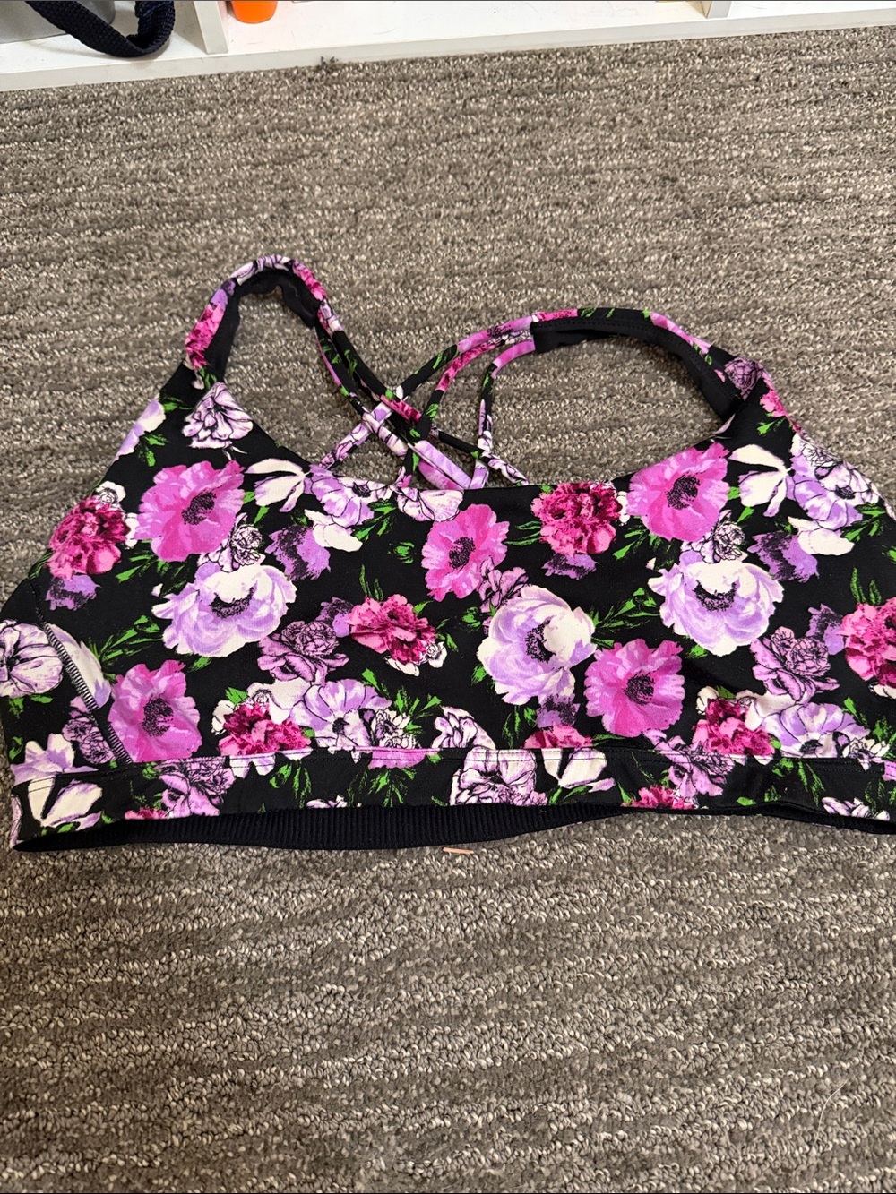 Victoria's Secret Sports Bra with Pink, Purple & Green Floral Accents
